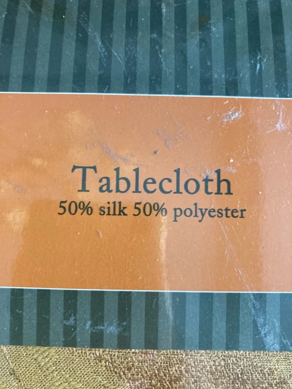 New round Vintage 50% silk 50% polyester gold leaves  Table cloth 70” round